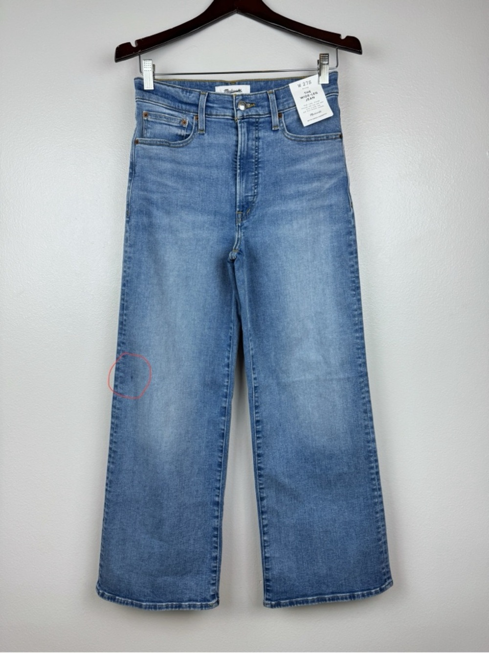 Madewell Short Wide Leg Jeans Super Stretch Coastal Blue Wash Size 27S NWT - Picture 3 of 11